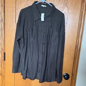 Elegant Women's Button Down Shirt in Charcoal